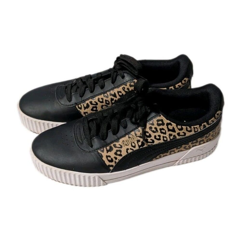 Puma Carina "Leopard Pack" Sneakers - Black & Cheetah - Women's 9.5